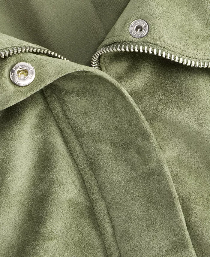 Women's Faux-Suede High Collar Utility Jacket - thumbnail 4
