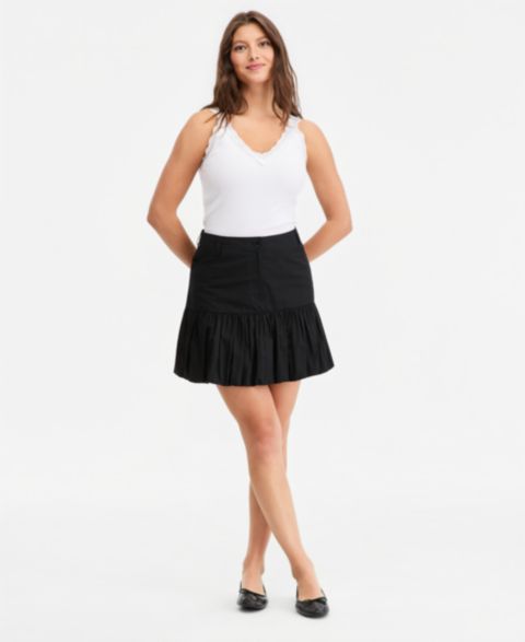 Женская юбка On 34th High Rise Drop Waist Bubble Mini, цвет: Глубокий чёрный