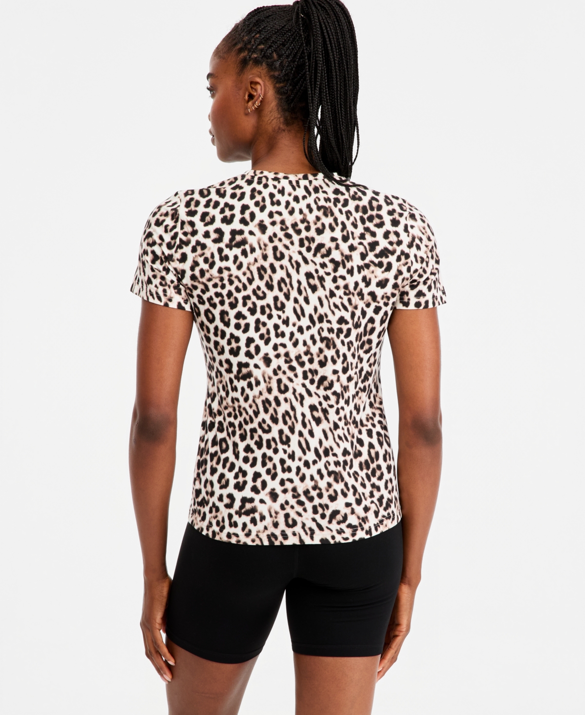 Id Ideology Women's Cheetah-Print Short-Sleeve T-Shirt, Macy's Exclusive