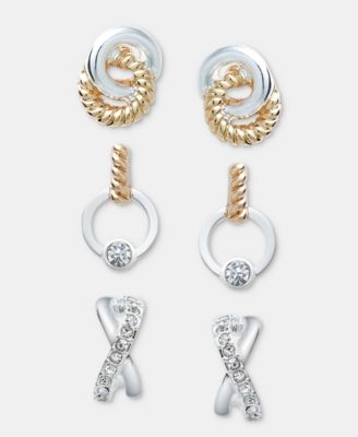 3-Pc. Set Pav&eacute; Twisted Earrings 