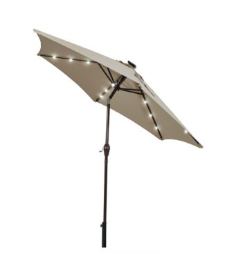 9 ft Patio Table Market Umbrella Yard Outdoor w/ Solar LED Lights