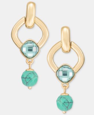 Stone & Bead Drop Earrings