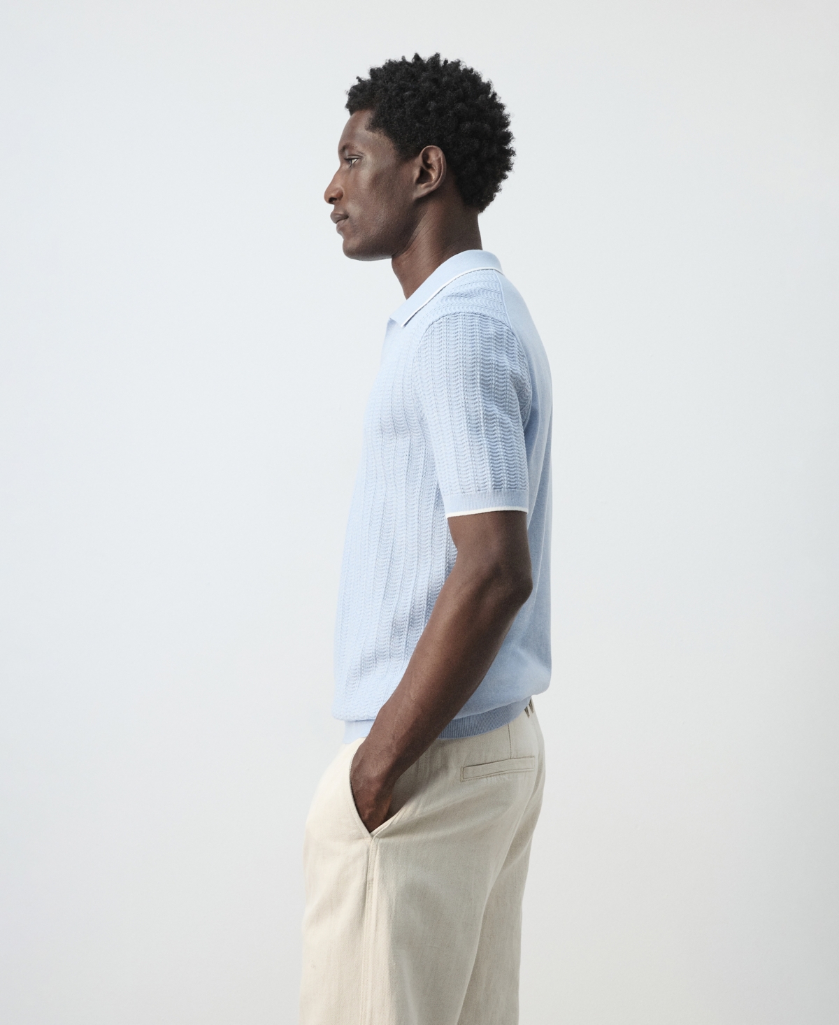 Mango Men's Structured Fine-Knit Polo Shirt