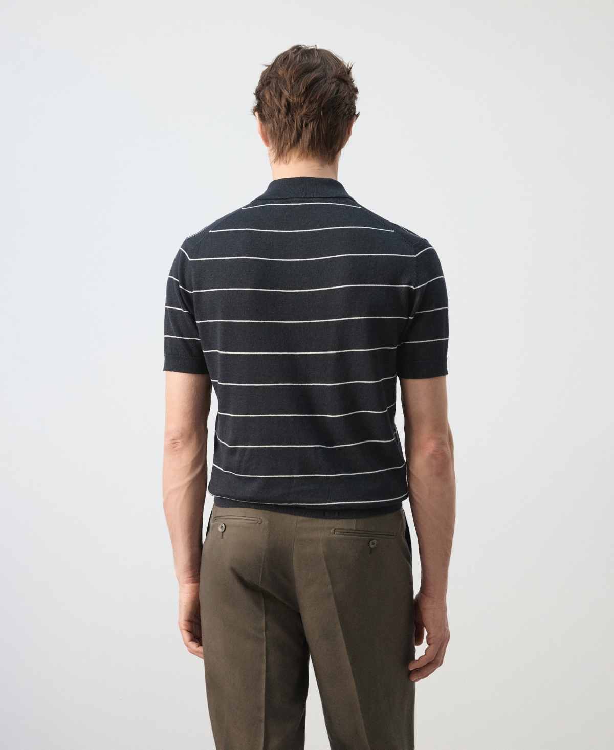 Mango Men's Striped Linen-Blend Polo Shirt