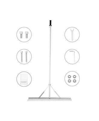 36 inch Aluminum Landscape Rake Lake Weed Rake with Telescoping Handle