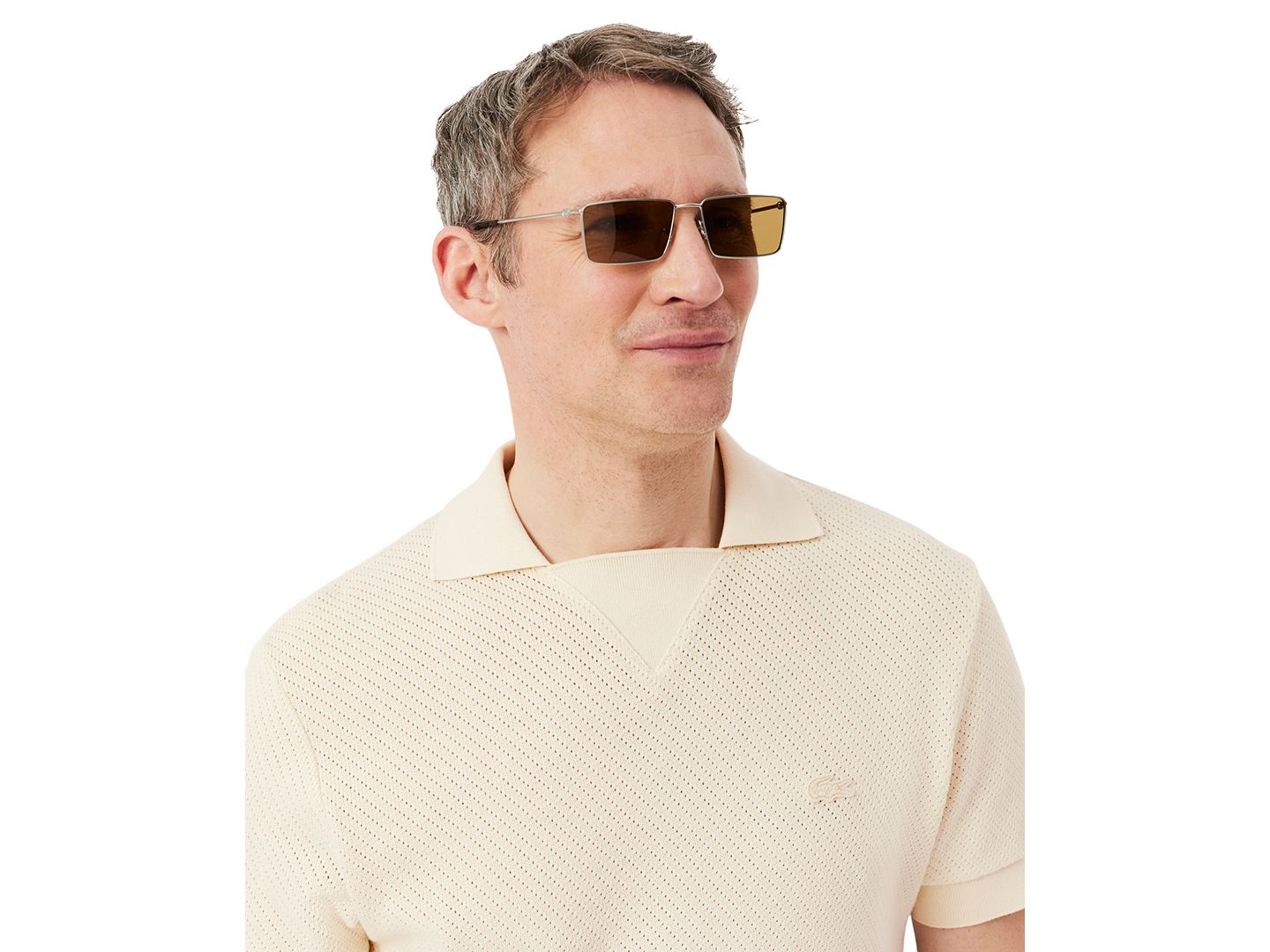 Мужское поло Lacoste Regular-Fit Lacy Cotton Polo Shirt, цвет: Naturel Clair — фото 3