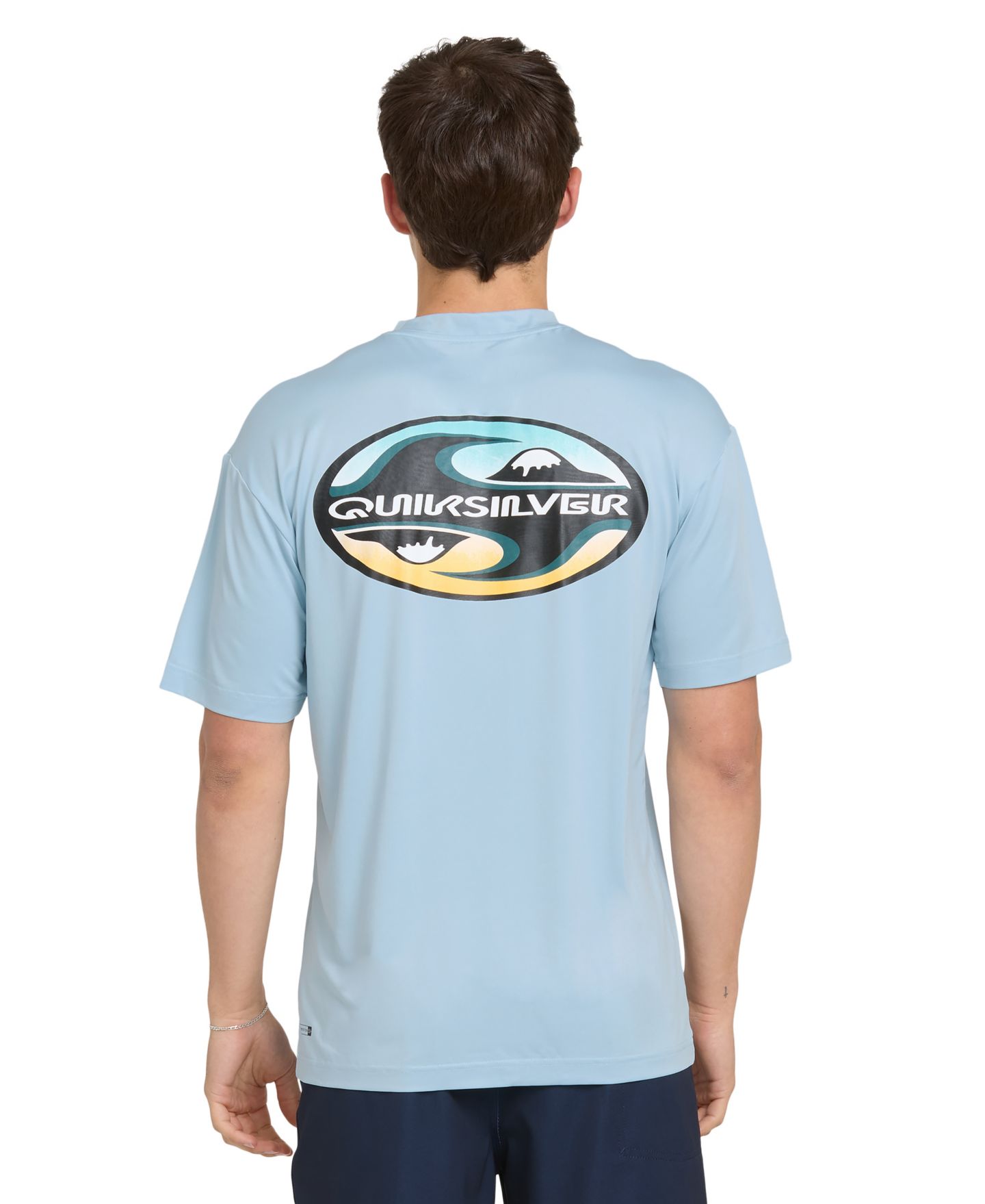 Мужская футболка Quiksilver Graphic Printed Short-Sleeve Swim T-Shirt, цвет: Синий — фото 1