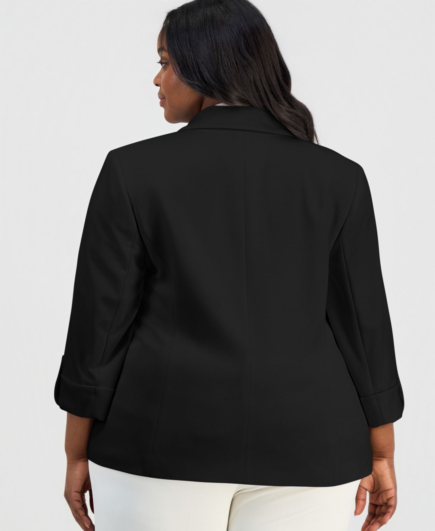 Женский пиджак Anne Klein Essentials Plus Size 3/4-Sleeve One-Button Blazer, цвет: Чёрный — фото 4