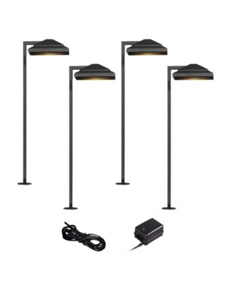 Basset High Modern 6-Piece Outdoor Landscape Path Light Set Porch House LED Bulb Textured  Finish