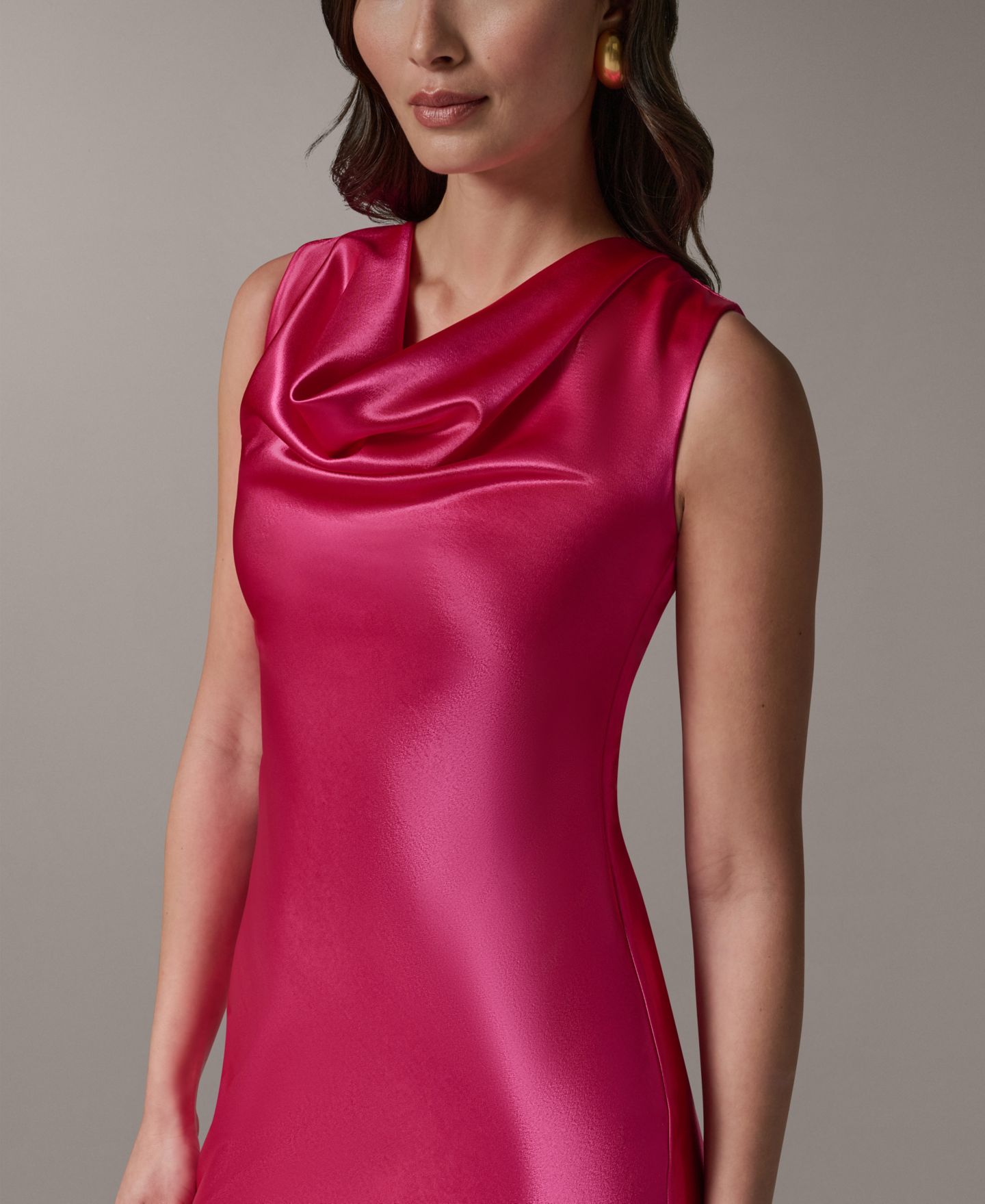 Женские платья Donna Karan New York Petite Sleeveless Cowl Neck Ball Gown, цвет: Hot Fuschia — фото 2