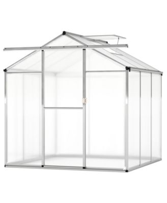 6 x 6 feet Walk-in Polycarbonate Greenhouse with Rain Gutters