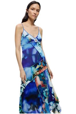 Desigual Women's Asymmetric Printed Dress - Blue