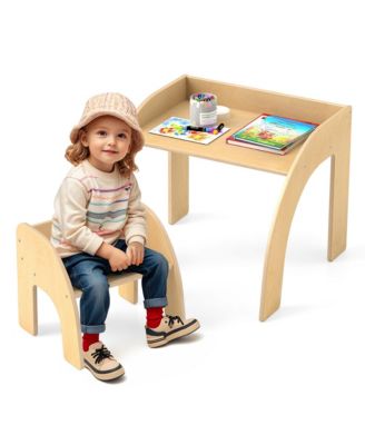  Kids Desk and Chair Set Wooded Toddler Table and Chair Set with Proper Height