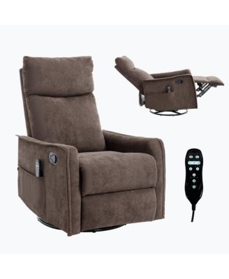 Boyel Living - Heat Massage Manual Recliner Chair with Rocker and Swivel in Fabric for Living Room Polyester brown