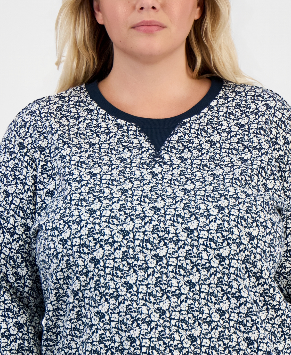 Style & Co Plus Printed Fleece Crewneck Sweatshirt, Macy's Exclusive