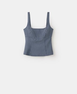 Mango Women's Gingham Check Print Fitted Top - Macy's