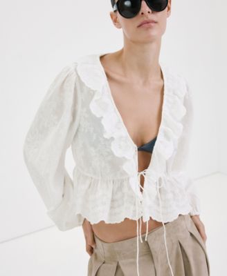 Women's Ruffled Embroidered Blouse