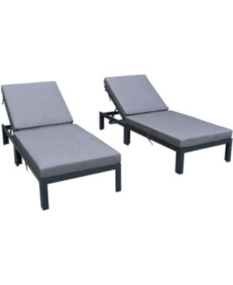 Chelsea Patio Chaise Lounge Chair Set of 2 in Black Aluminum 4-Position Adjustable Reclining Outdoor Sun Lounger for Pool Rust-Proof Frame
