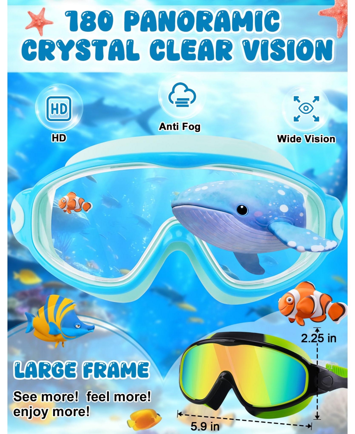 Gnuadz Swimming Goggles Anti Fog Uv Protection Mirror Lens 2Pack