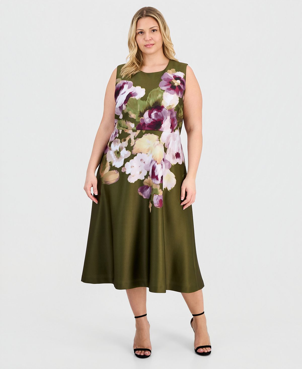 Anne Klein Plus-Size Printed Scuba A-Line Dress view 1 — MAYCSS fashion products