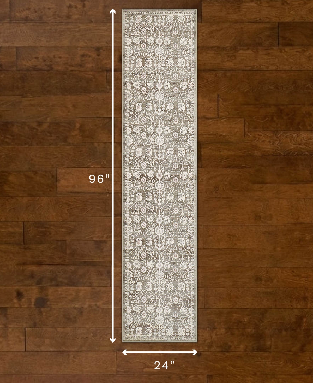 Hunter Florence Washable Non-Slip Printed Chenille Runner Rug, 96" x 24"