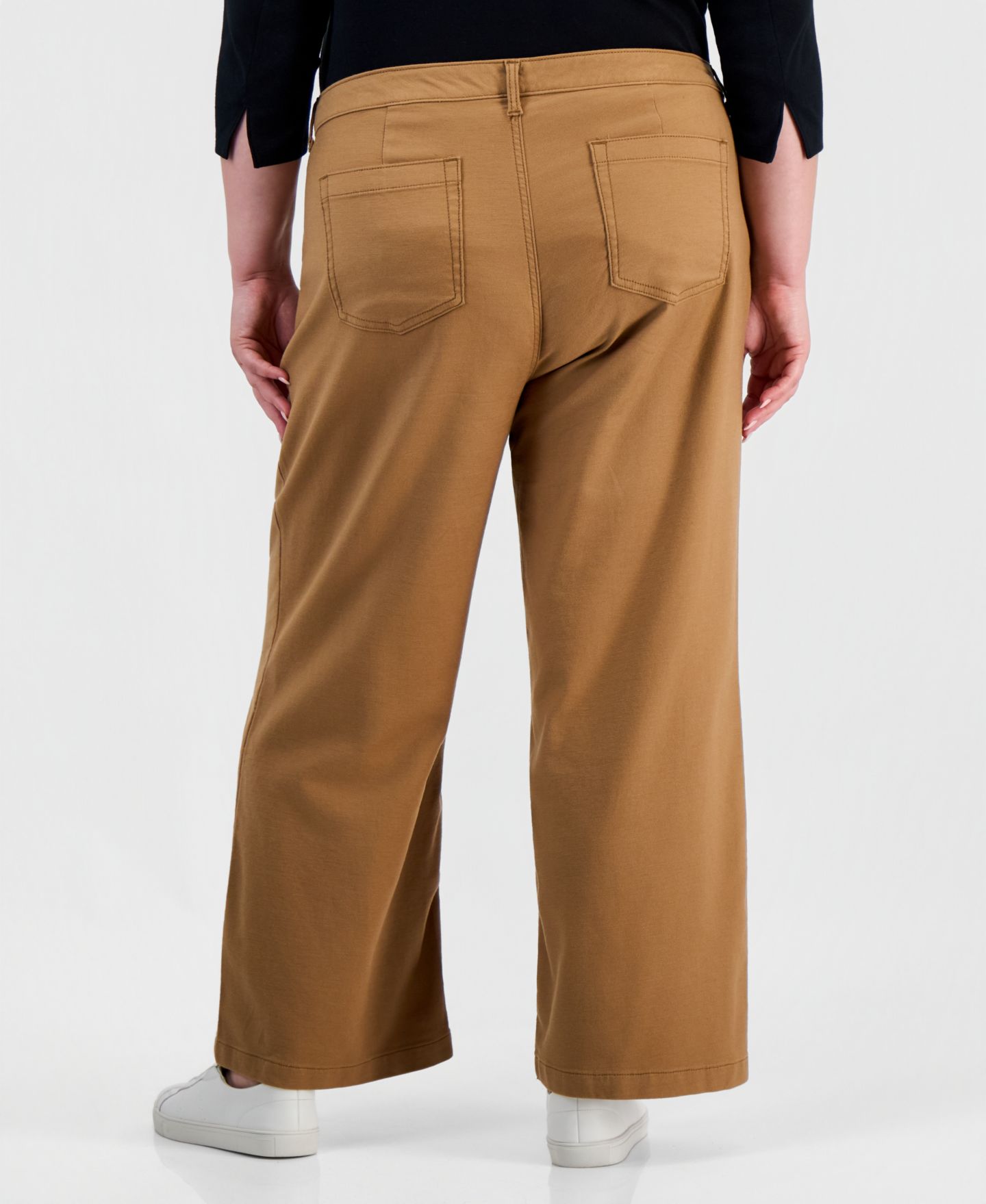 Женские брюки Style & Co High Stretch High-Rise Cropped Wide-Leg, цвет: Beechwood — фото 3