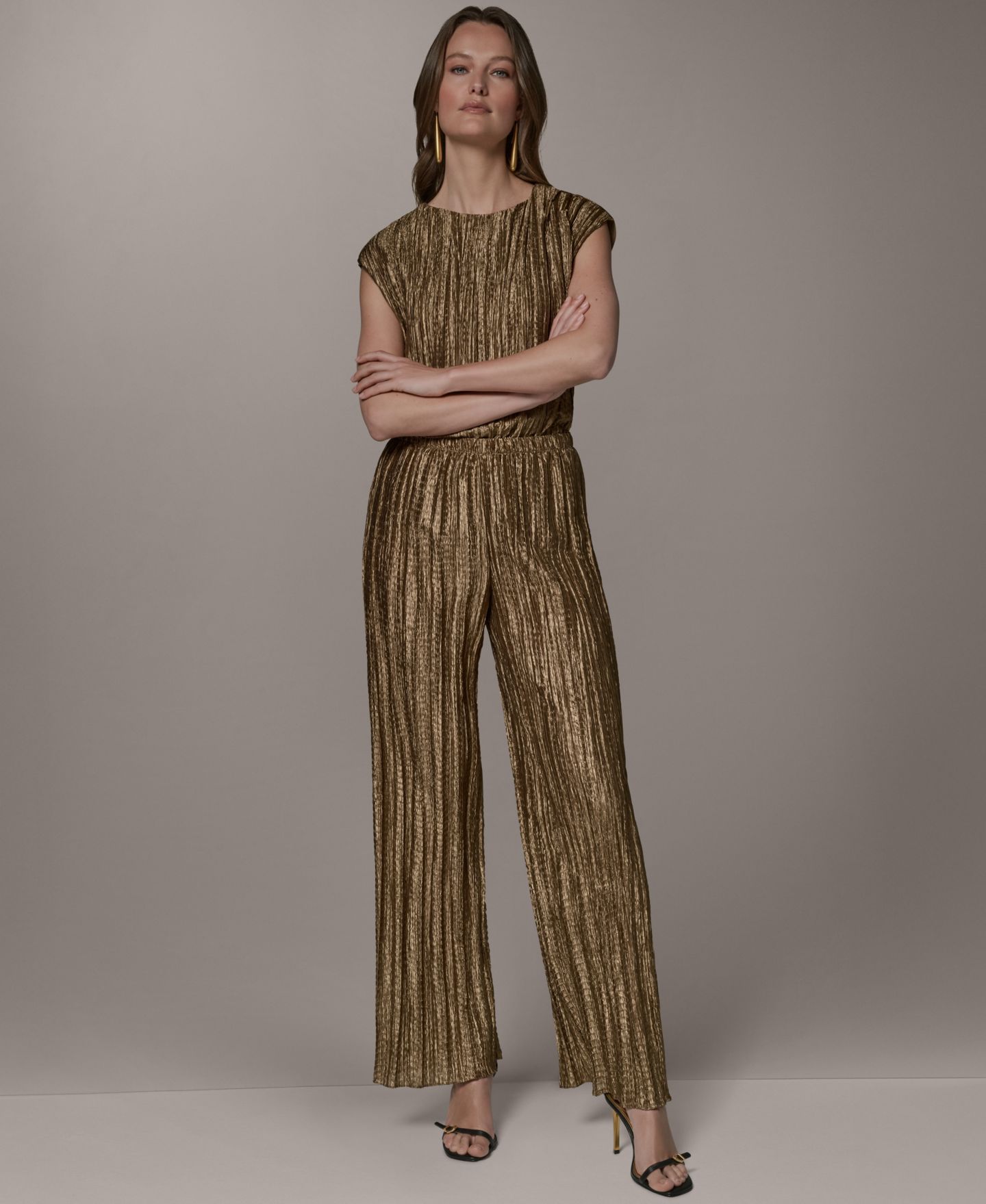 Женские брюки Donna Karan New York Wide-Leg, цвет: Золотой — фото 2