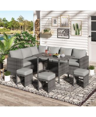7 Pieces Outdoor Wicker Rattan Furniture Set