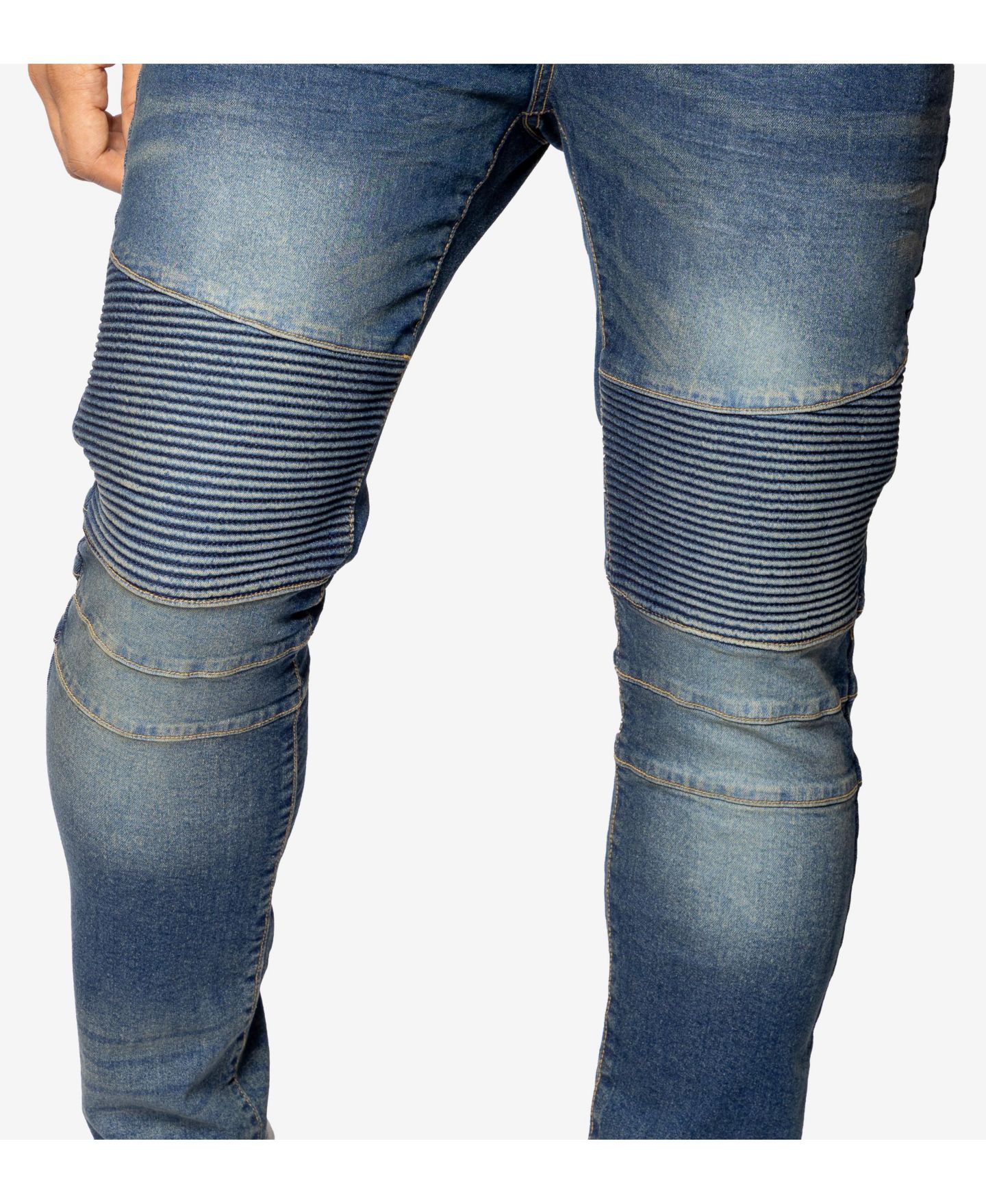 Мужские джинсы X-Ray RAW X Skinny Fit Moto, цвет: Средний синий — фото 6