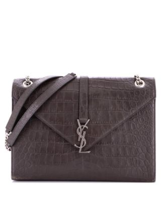 Large Classic Monogram Envelope Satchel Embossed Leather