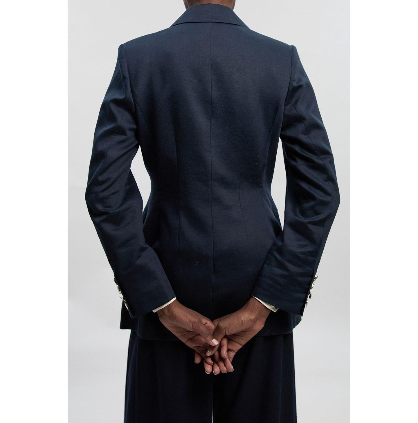 Женский пиджак Karen Millen Tailored Linen Single Breasted Blazer, цвет: Тёмно-синий — фото 6