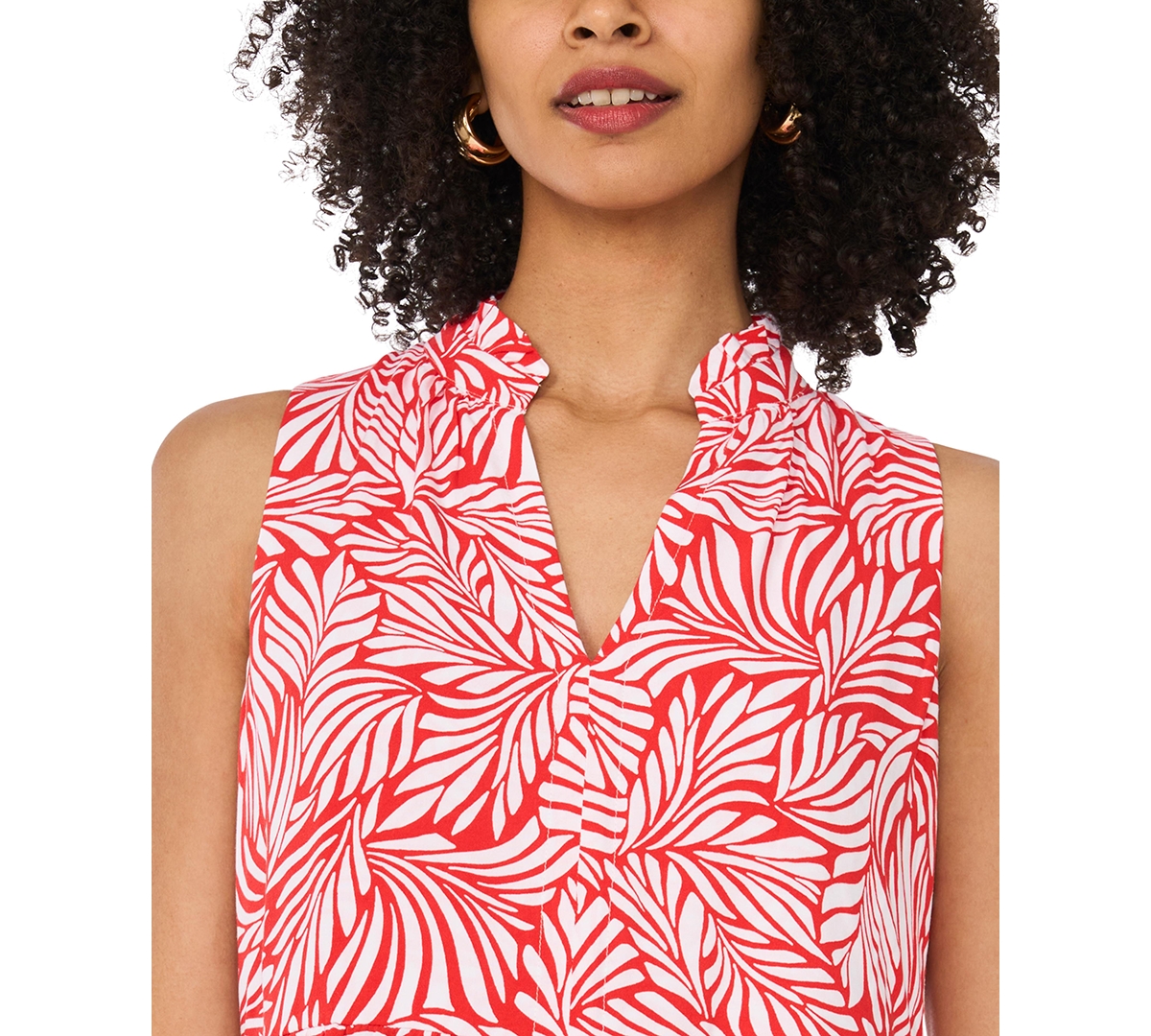 Vince Camuto Women's V-Neck Sleeveless Printed Maxi Dress