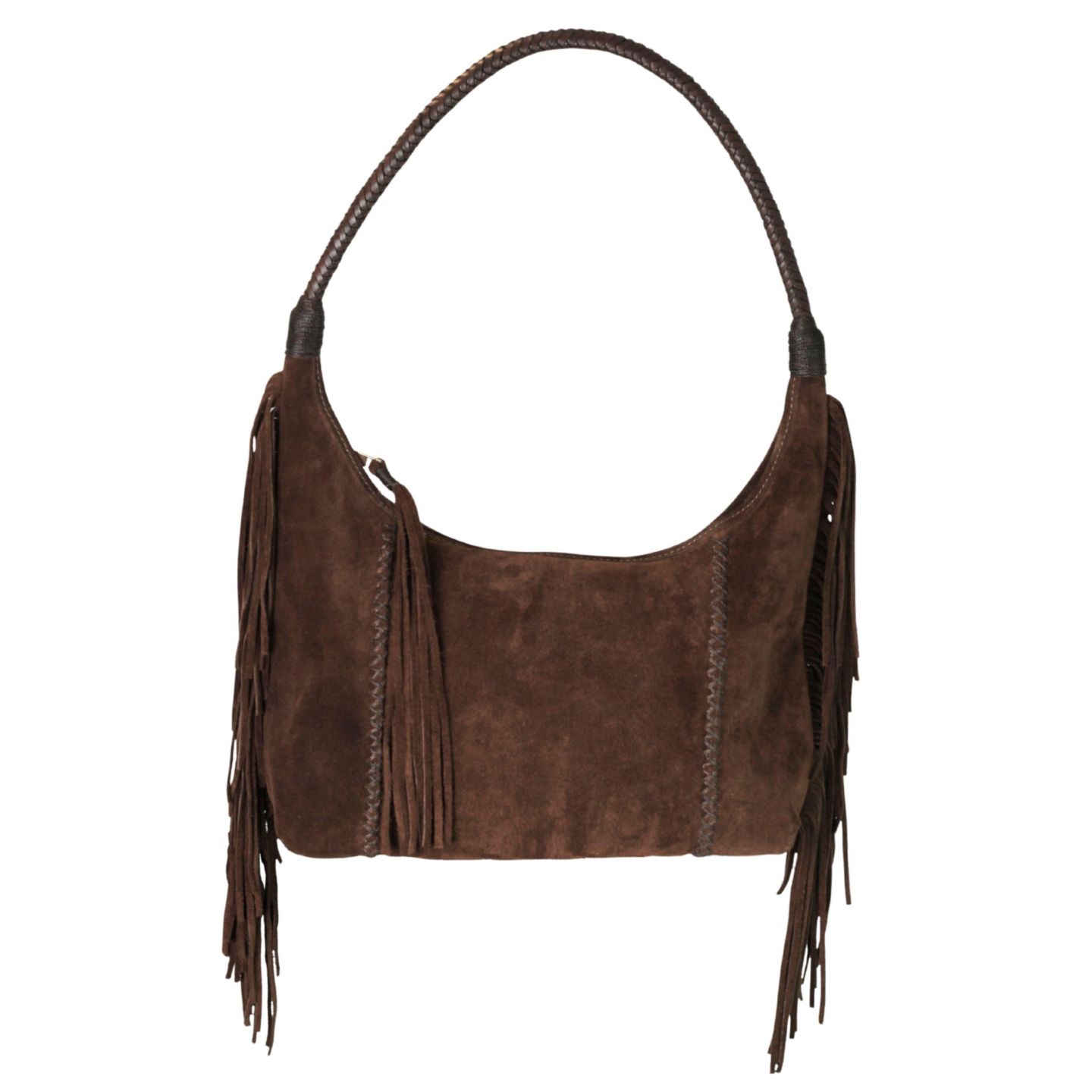 Сумка Carlos Falchi Fringe Suede Hobo, цвет: Кофейный коричневый — фото 1