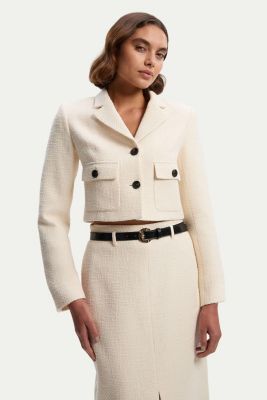 Women's Double Button Tweed Cropped Jacket