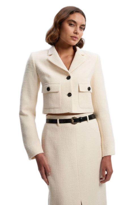 Женские куртки Karen Millen Double Button Tweed Cropped Jacket