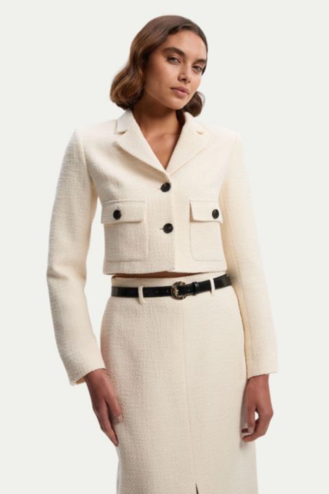 Женские куртки Karen Millen Double Button Tweed Cropped Jacket
