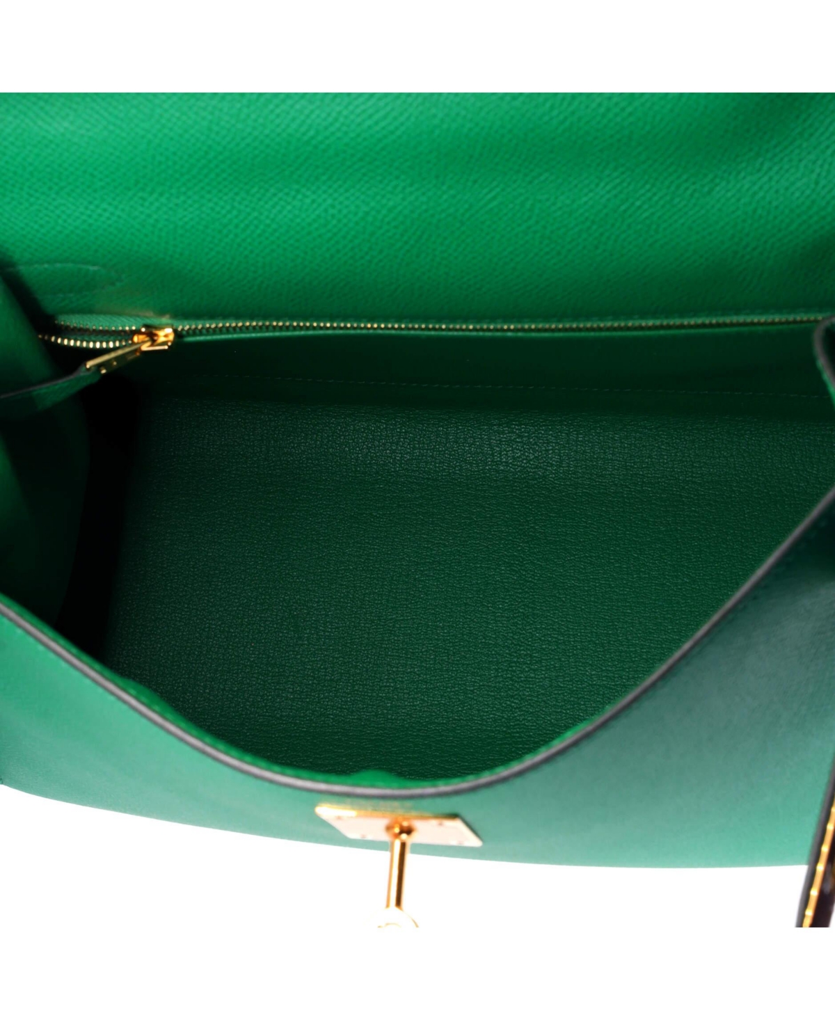 Pre-Owned HERMES Kelly 28 Handbag Green Epsom with Gold Hardware