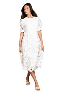 Women's Short Sleeve Lace Midi Dress