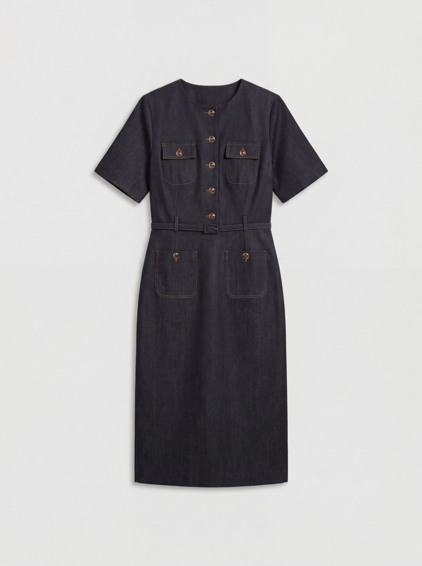 Женское платье Karen Millen Tailored Denim Belted Midi, цвет: Индиго — фото 5