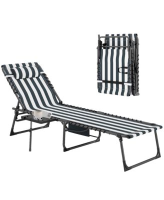 Folding Chaise Lounge Chair w/ Adjustable Back