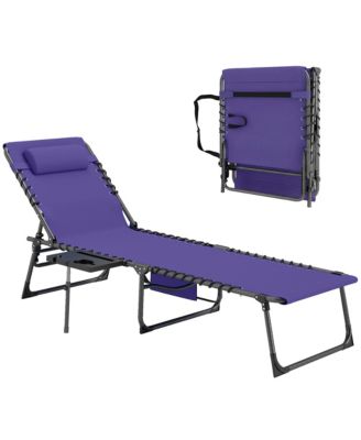 Folding Chaise Lounge Chair w/ Adjustable Back
