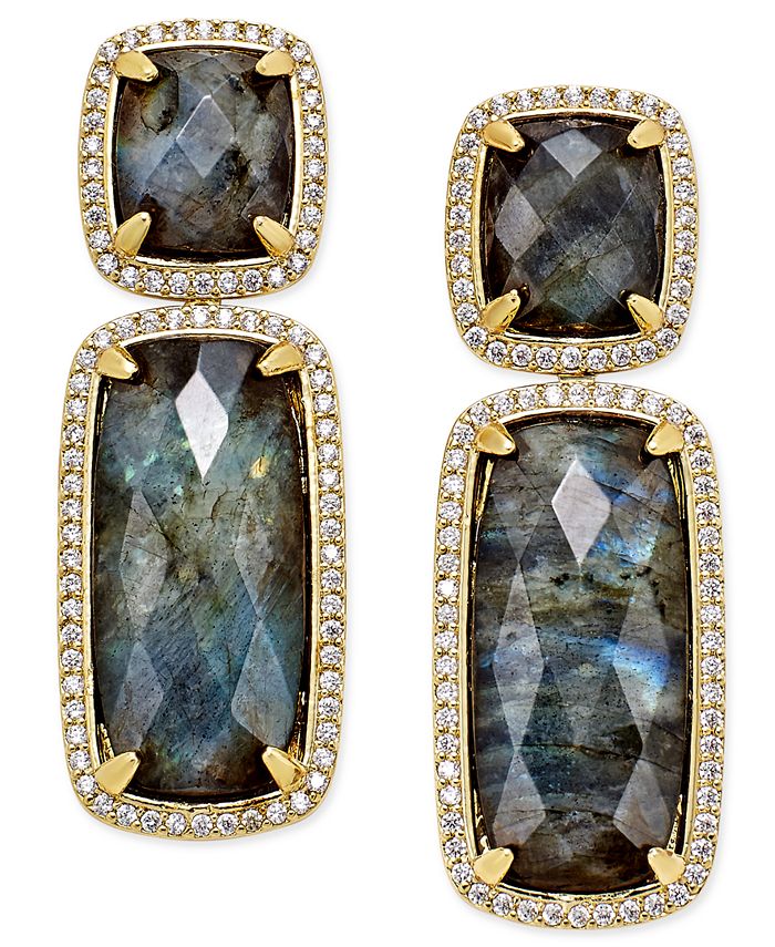Paul & Pitü Naturally 14k Gold-Plated Labradorite Double Drop Earrings ...