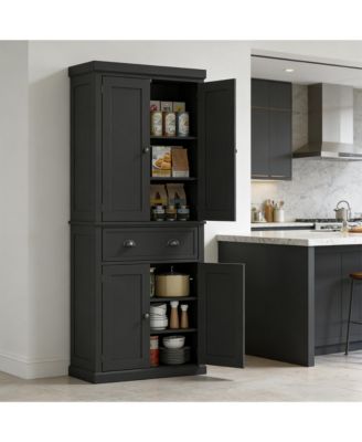 Freestanding Kitchen Pantry Storage Cabinet with Adjustable Shelves and Drawer