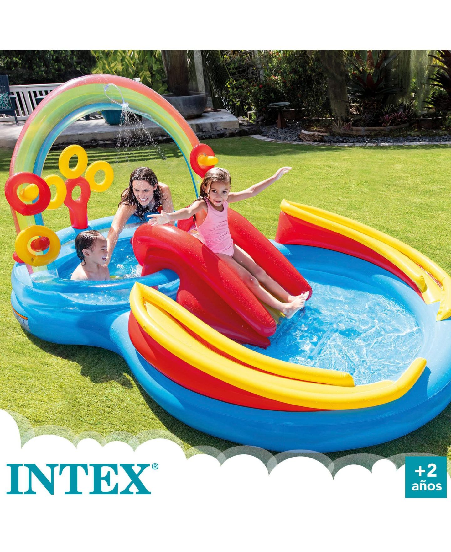 Детские игрушки GNUADZ Inflatable Water Slide Ring Toss Pool, Ages 2+, цвет: Разноцветный — фото 2