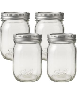Easy Label Glass Mason Jars, Regular Mouth, Quart Size (32 oz), Pack of 4