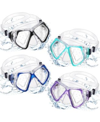 4pc Adult Diving Mask Tempered Glass Snorkel Gear