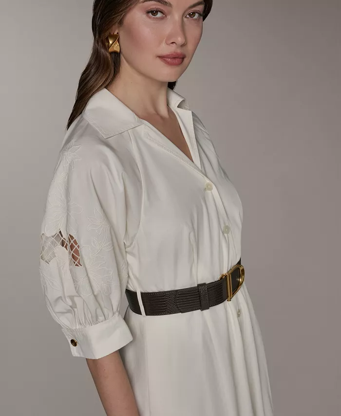 Women's Collared Belted Shirt-Dress - thumbnail 6