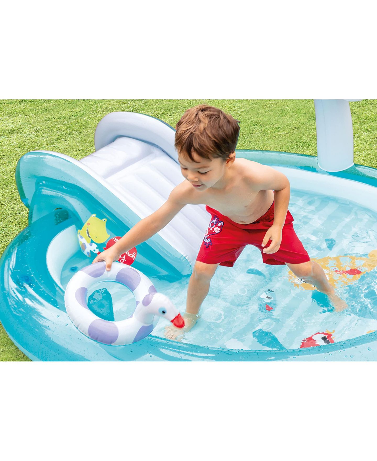 Детская игрушка GNUADZ Gator 79" x 67" x 33" PVC Inflatable Water Slide Kiddie Pool, 42-Gallon Capacity, Ages 2+, цвет: Разноцветный — фото 3