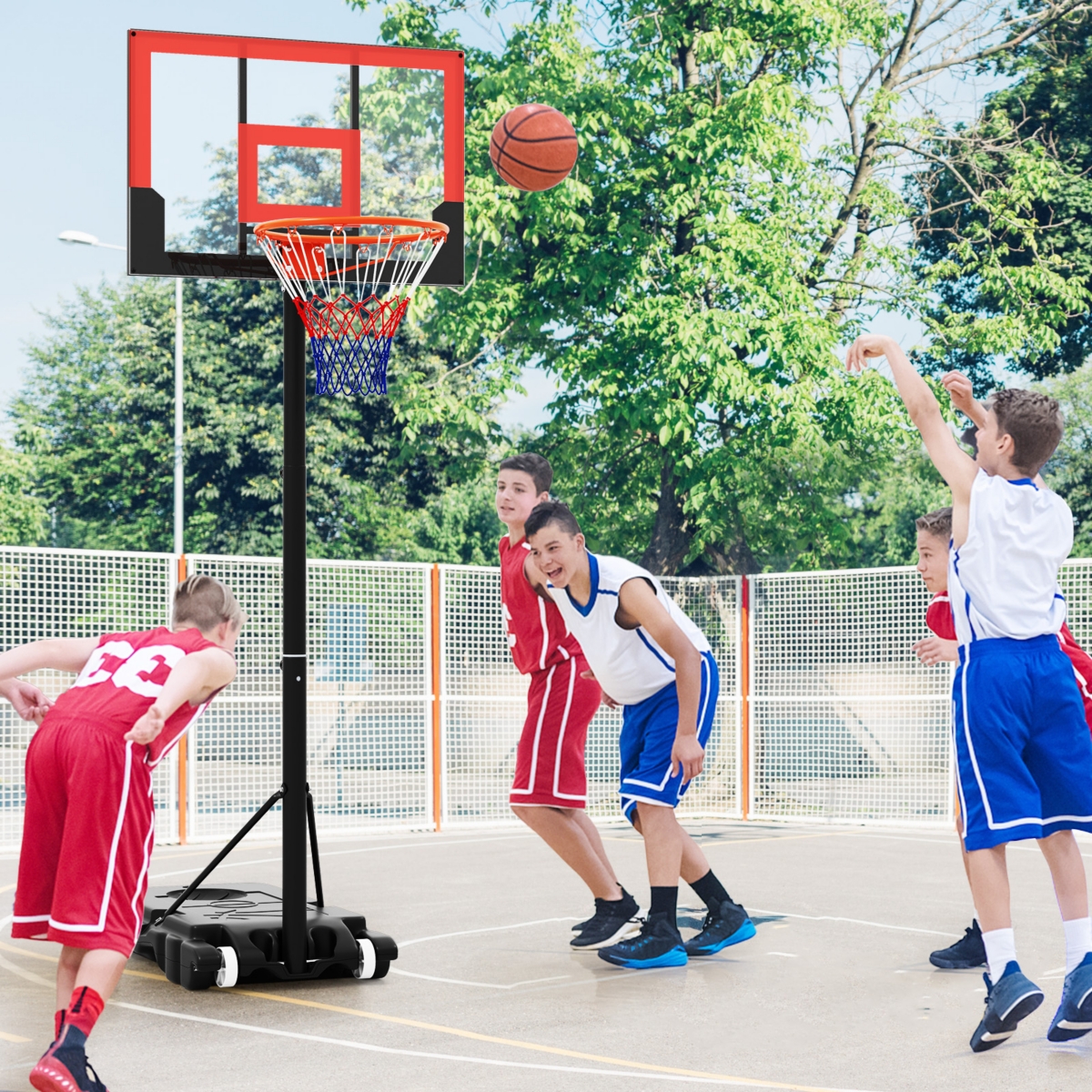 Slickblue 3.3-7 Feet Portable Adjustable Outdoor Kids Basketball Hoop Goal