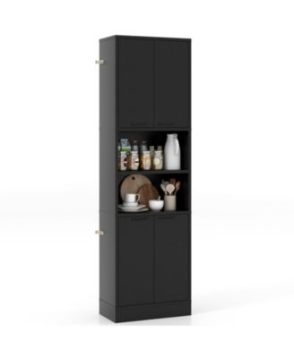 in Tall Kitchen Pantry Cabinet with Double Doors, Adjustable Shelves and 300 lbs Capacity